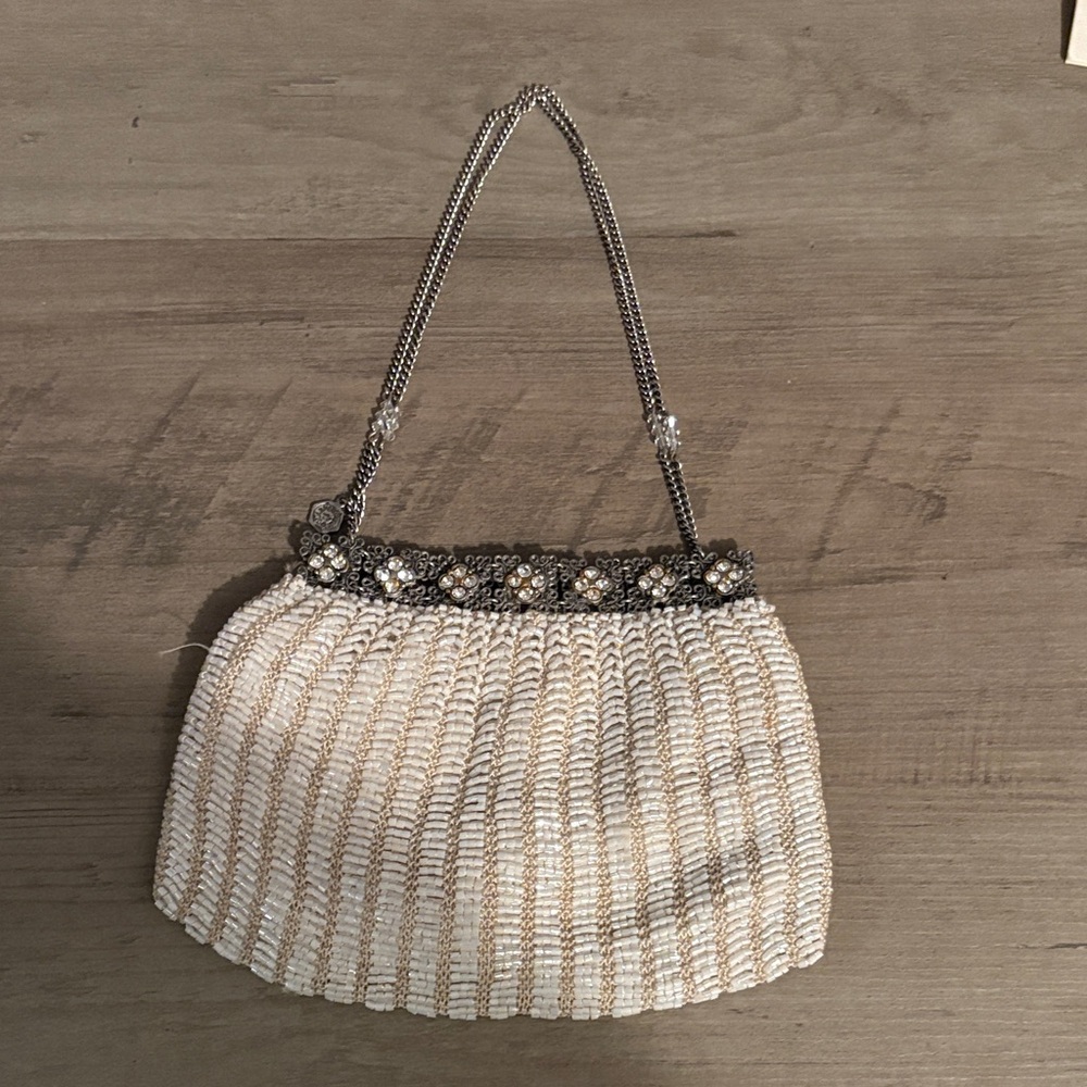 Clara studio Cream Beaded Women's Bag